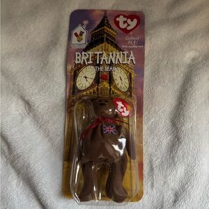 Ty Britannia Bear with Union Jack Bow